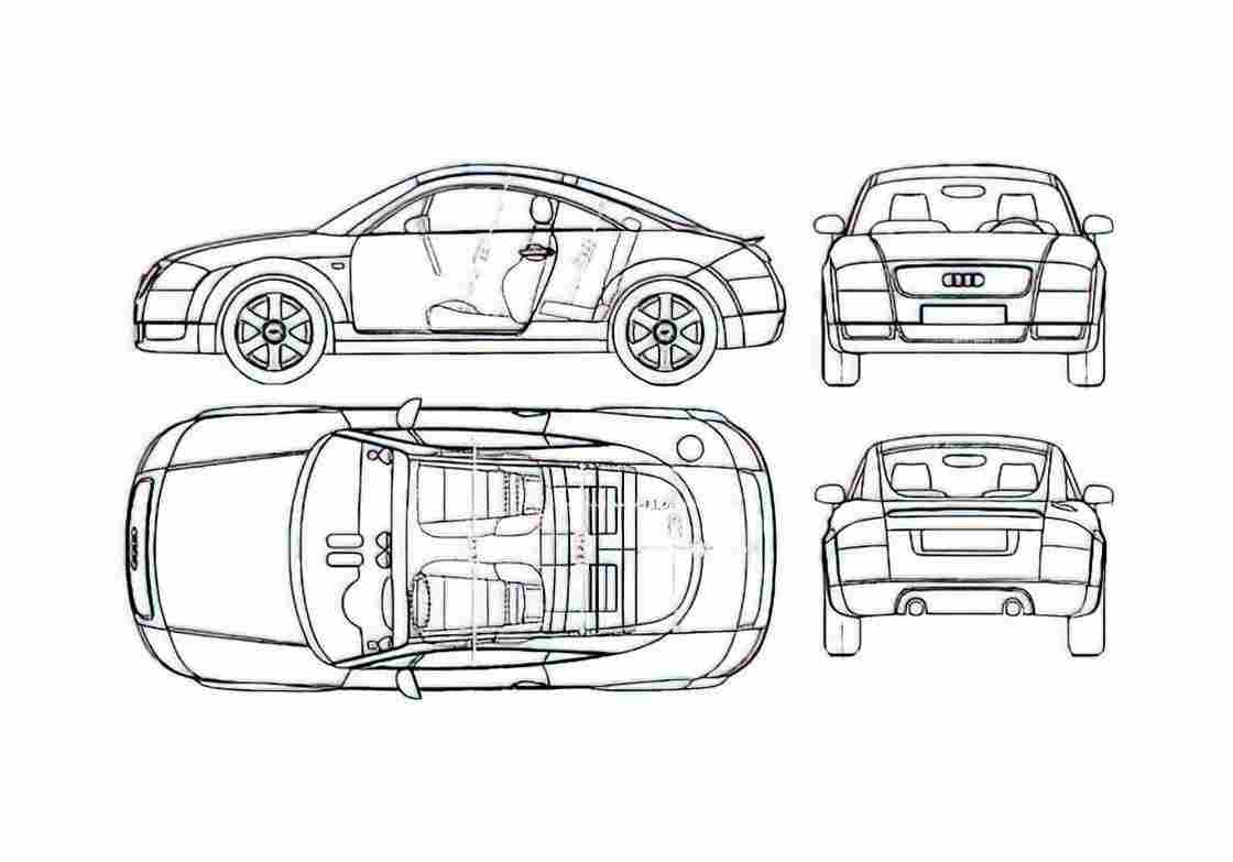 Blueprint Audi TT Typ 8J) Coupe 1999 A4 Photo Print