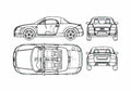 Blueprint Audi TT Typ 8N) Roadster Cabriolet 1999 A4 Photo Print