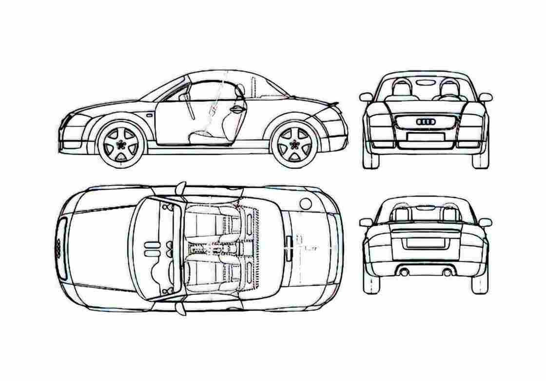 Blueprint Audi TT Typ 8N) Roadster Cabriolet 1999 A4 Photo Print