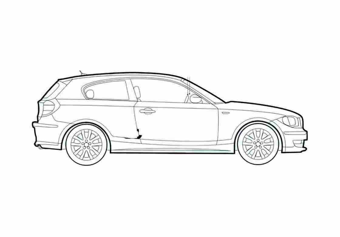 Blueprint BMW 1 Series E81 3 door Hatchback 2009 A4 Photo Print