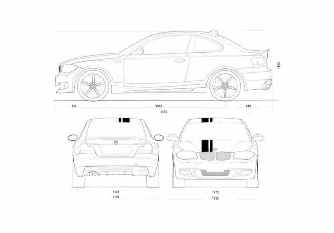 Blueprint BMW 1 Series E82 Tii Coupe 2009 A4 Photo Print