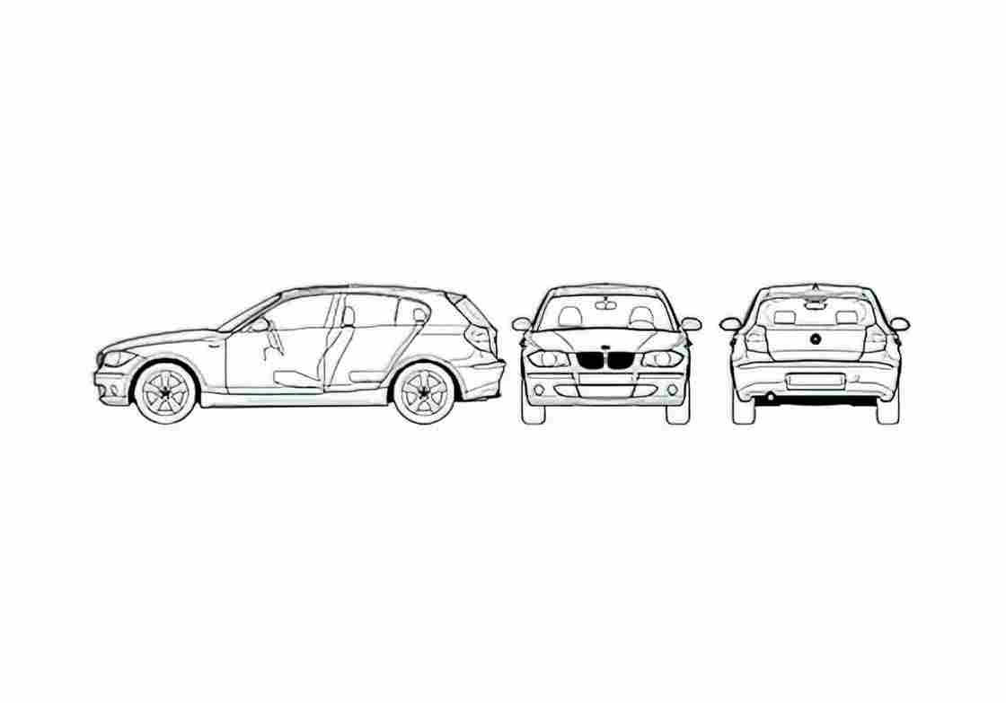 Blueprint BMW 1 Series E87 116i Hatchback 2006 A4 Photo Print