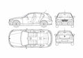 Blueprint BMW 1 Series E87 120i Hatchback 2004 A4 Photo Print