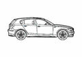 Blueprint BMW 1 Series E87 5 door Hatchback 2004 A4 Photo Print