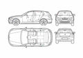Blueprint BMW 1 Series E87 Hatchback 2004 A4 Photo Print