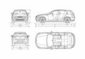 Blueprint BMW 1 Series E87 Hatchback 2007 A4 Photo Print