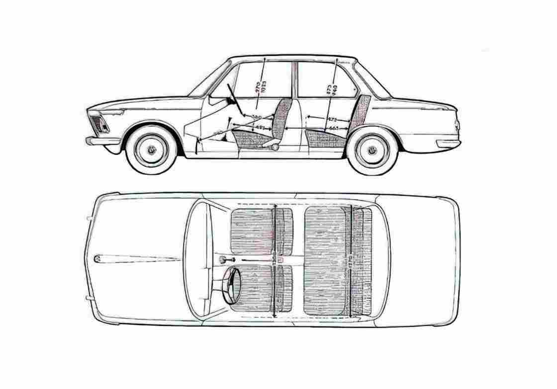 Blueprint BMW 1602 2 door Sedan 1966 A4 Photo Print