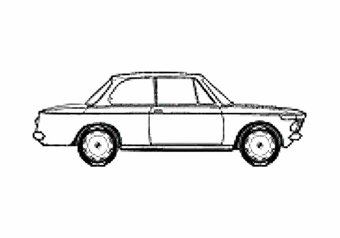 Blueprint BMW 1602 2 door Sedan 1972 A4 Photo Print