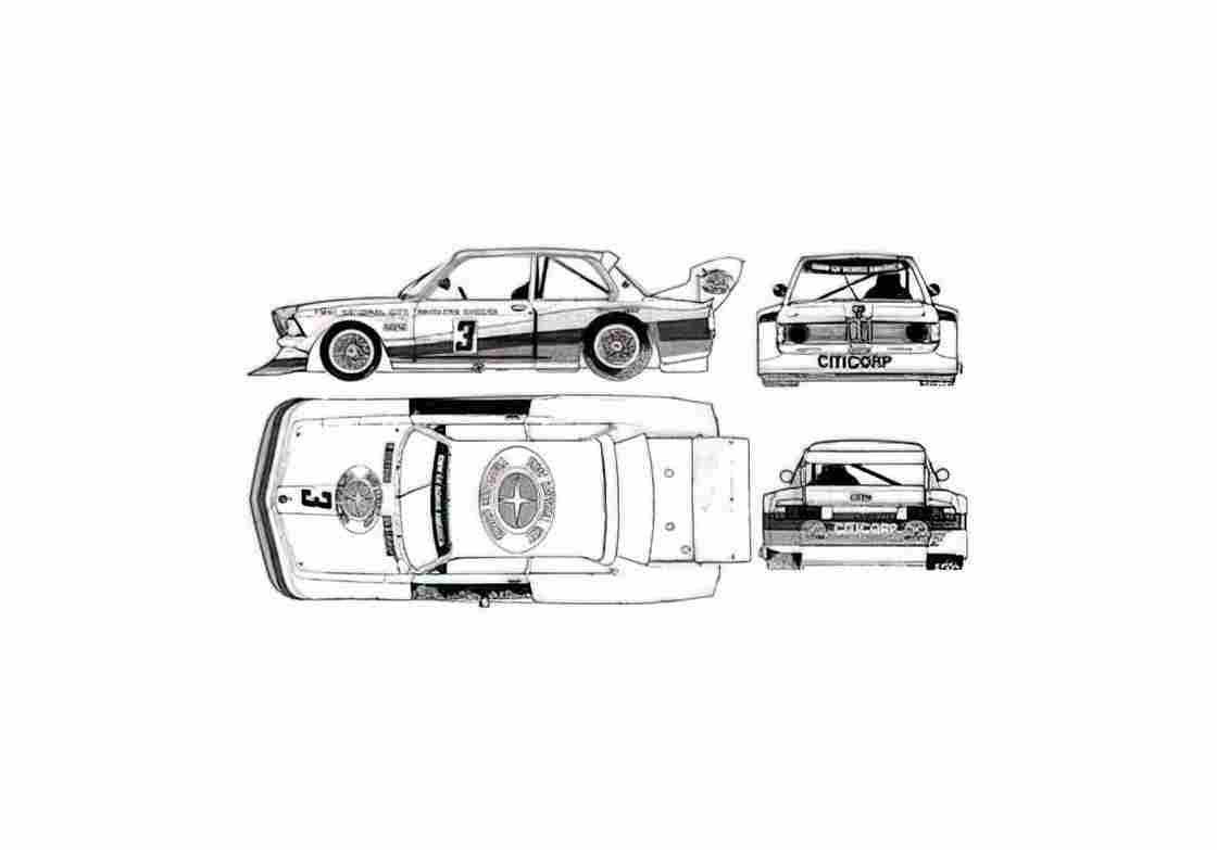 Blueprint BMW 2002 TII Group 4 Coupe 01 A4 Photo Print