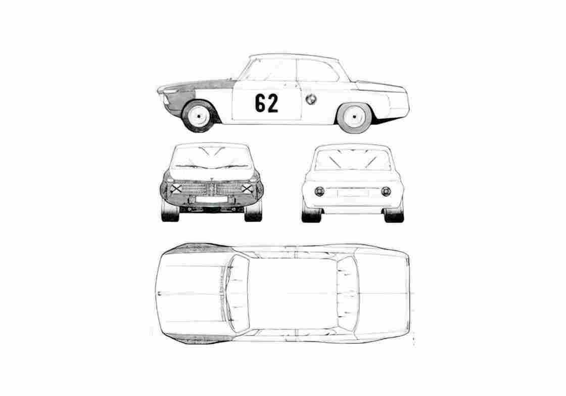 Blueprint BMW 2002tii Coupe 1970 A4 Photo Print