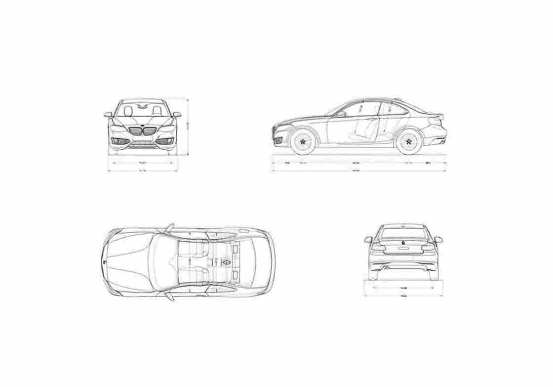Blueprint BMW 218i Coupe 01 A4 Photo Print