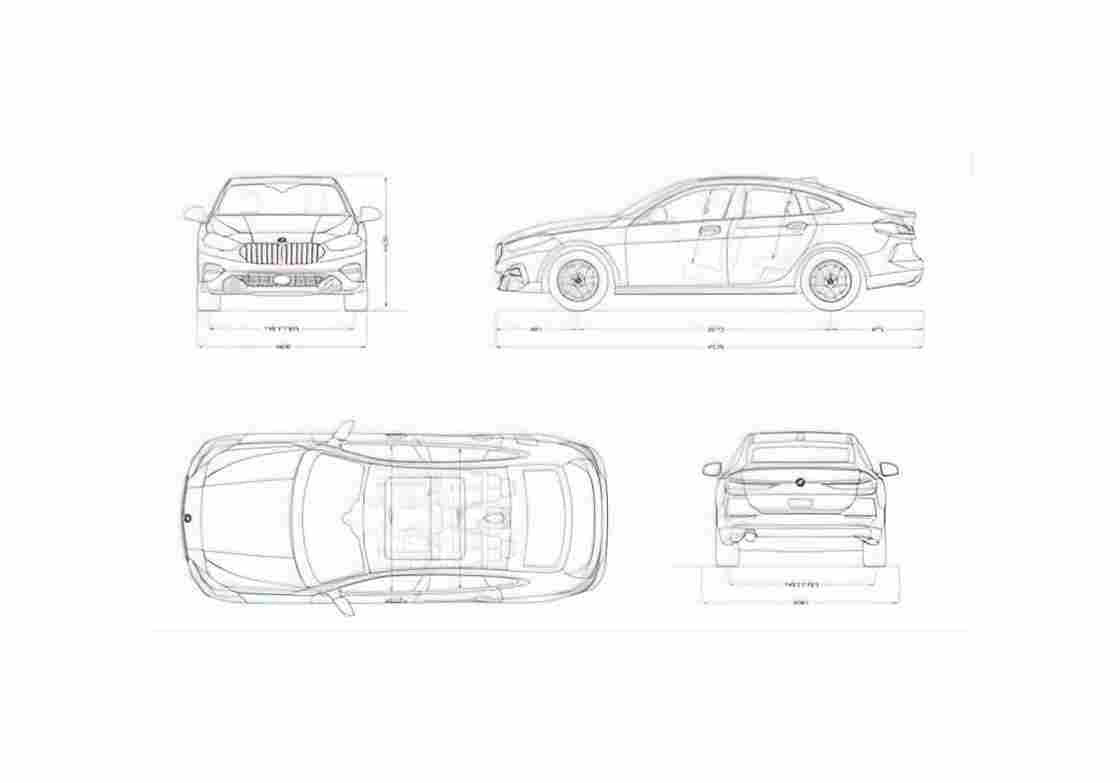 Blueprint BMW 218i Gran Coupe 01 A4 Photo Print