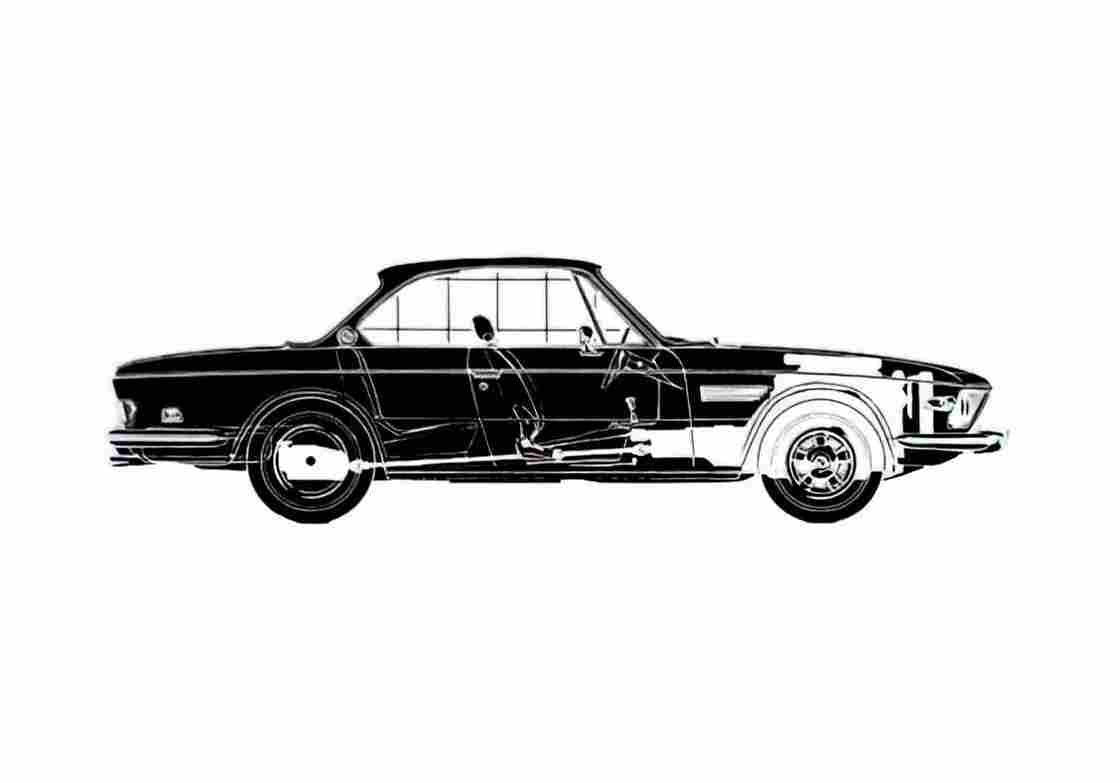 Blueprint BMW 2800CS Coupe 1970 A4 Photo Print