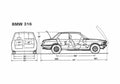 Blueprint BMW 3 Series E21 316 Coupe 1975 A4 Photo Print