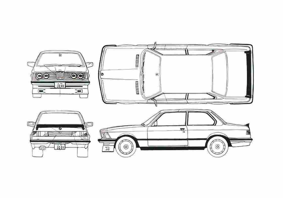 Blueprint BMW 3 Series E21 320i Coupe 1975 A4 Photo Print