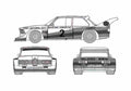 Blueprint BMW 3 Series E21 320i Racing Coupe 1977 A4 Photo Print