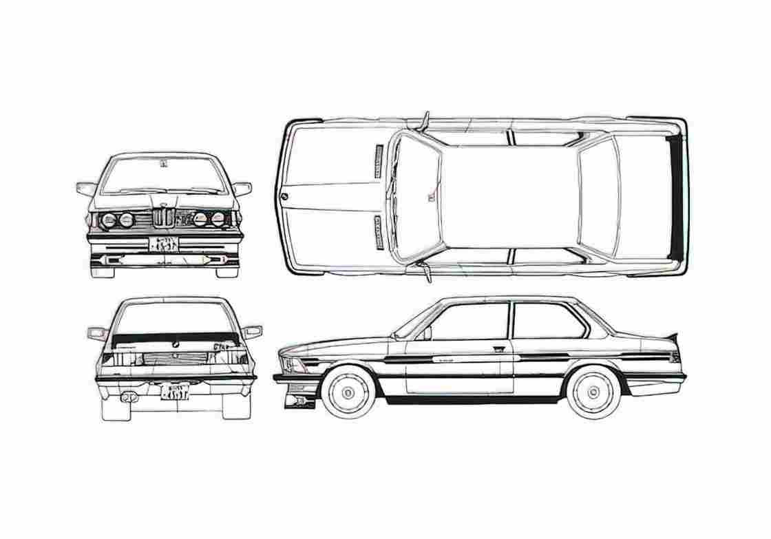 Blueprint BMW 3 Series E21 323 Alpina Coupe 1978 A4 Photo Print