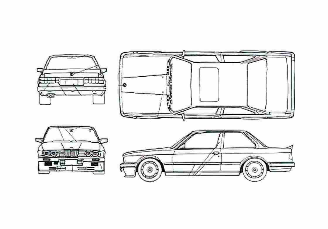 Blueprint BMW 3 Series E30 320i Coupe 1982 A4 Photo Print