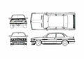 Blueprint BMW 3 Series E30 323i Alpina C1 Coupe 1981 A4 Photo Print