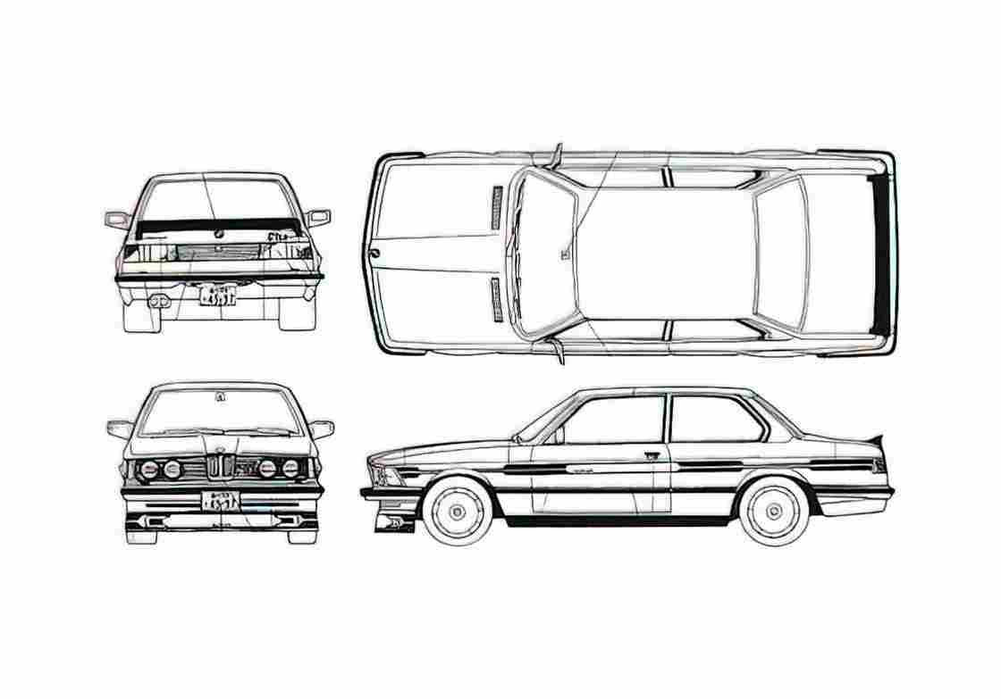 Blueprint BMW 3 Series E30 323i Alpina C1 Coupe 1981 A4 Photo Print