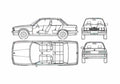 Blueprint BMW 3 Series E30 5 door Sedan 1987 A4 Photo Print