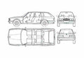 Blueprint BMW 3 Series E30 Touring Wagon 1987 A4 Photo Print