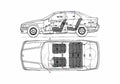 Blueprint BMW 3 Series E36 320i Sedan 1992 A4 Photo Print
