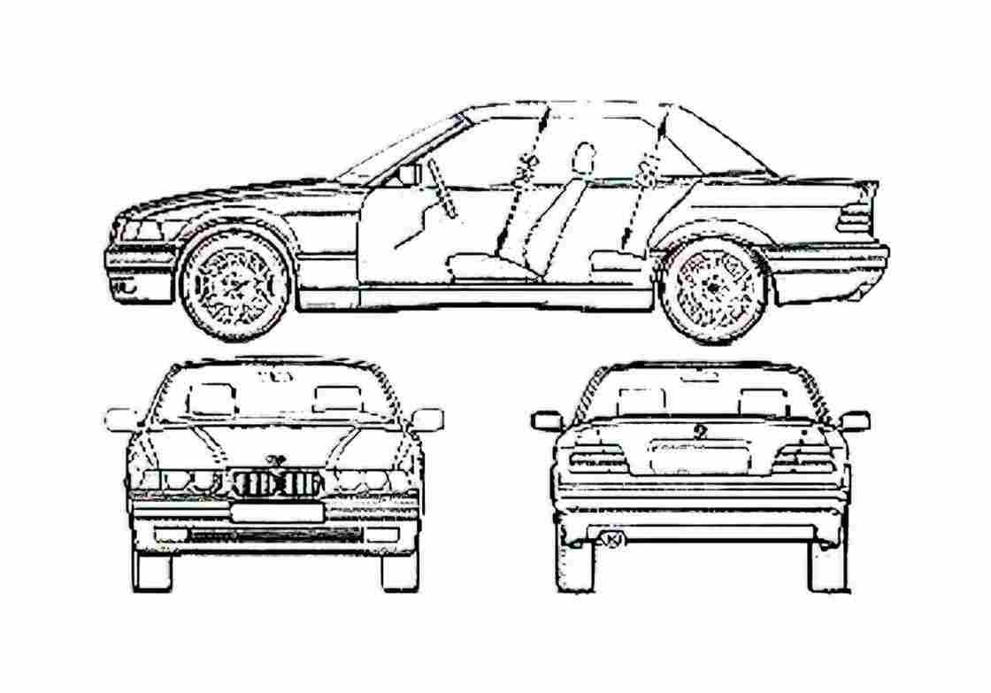 Blueprint BMW 3 Series E36 Cabrio Cabriolet 1998 A4 Photo Print