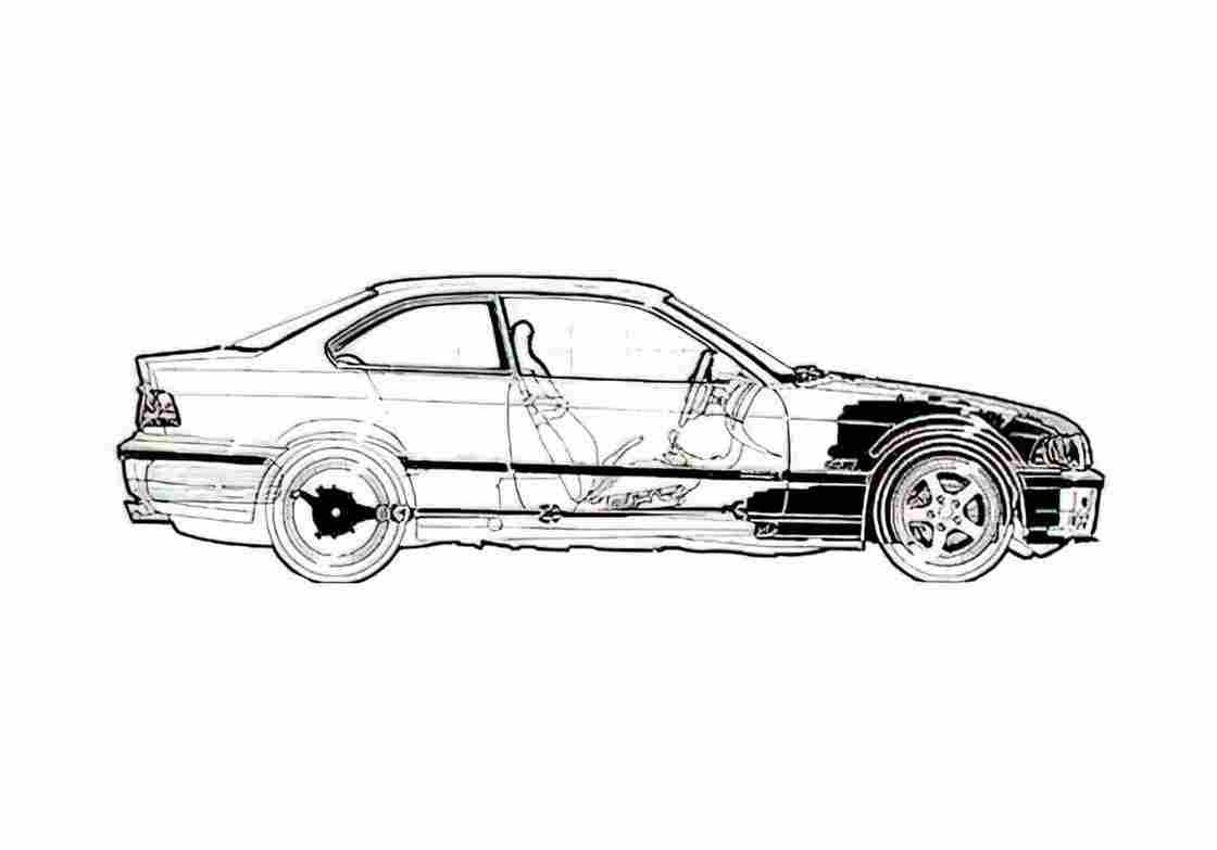 Blueprint BMW 3 Series E36 Coupe 1995 A4 Photo Print