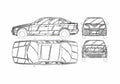 Blueprint BMW 3 Series E36 Sedan 1990 A4 Photo Print