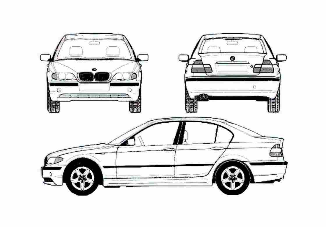 Blueprint BMW 3 Series E46 330d Sedan 2003 A4 Photo Print