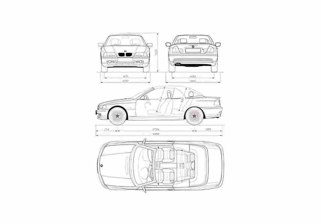 Blueprint BMW 3 Series E46 Cabriolet 2000 A4 Photo Print