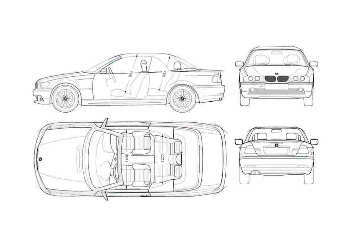 Blueprint BMW 3 Series E46 Cabriolet 2006 A4 Photo Print