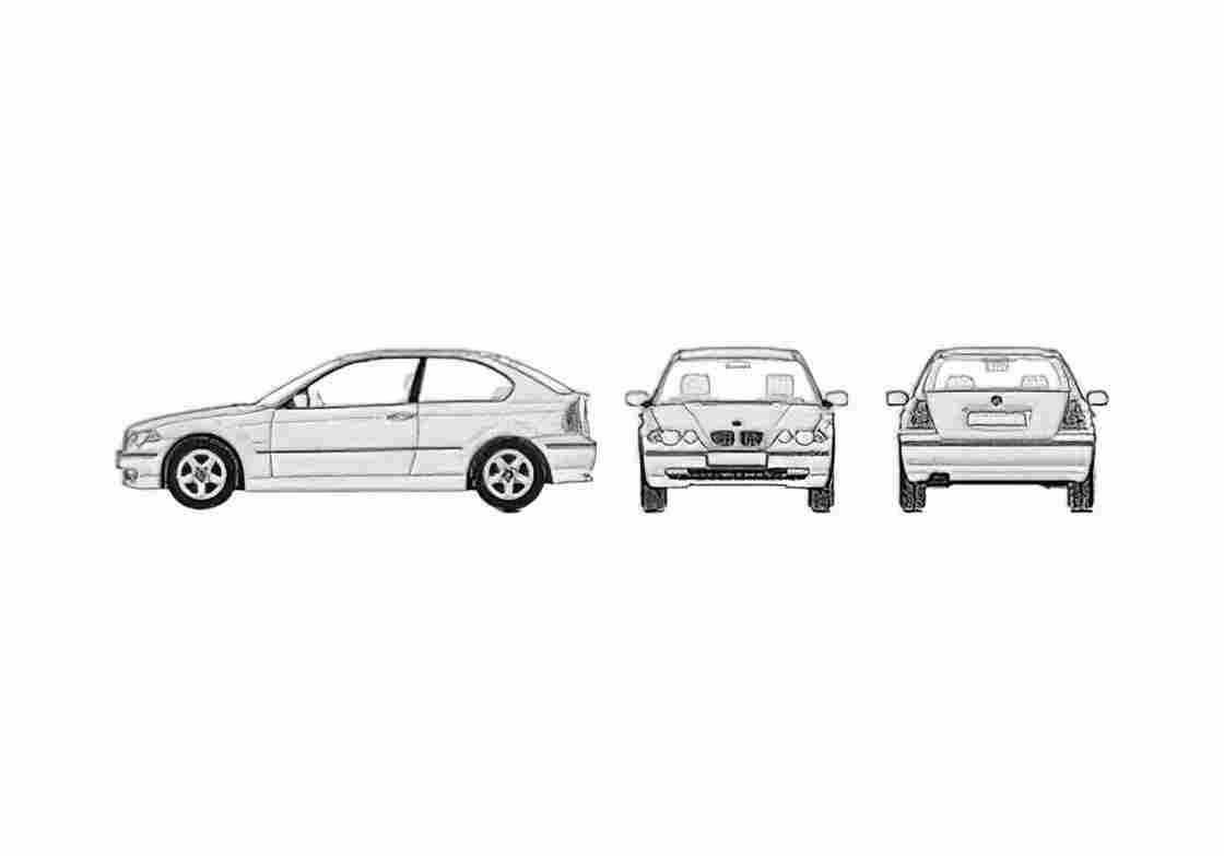 Blueprint BMW 3 Series E46 Compact 320i Hatchback 2002 A4 Photo Print