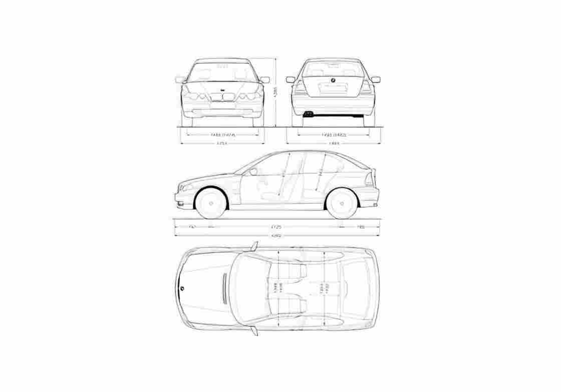 Blueprint BMW 3 Series E46 Compact Hatchback 2001 A4 Photo Print