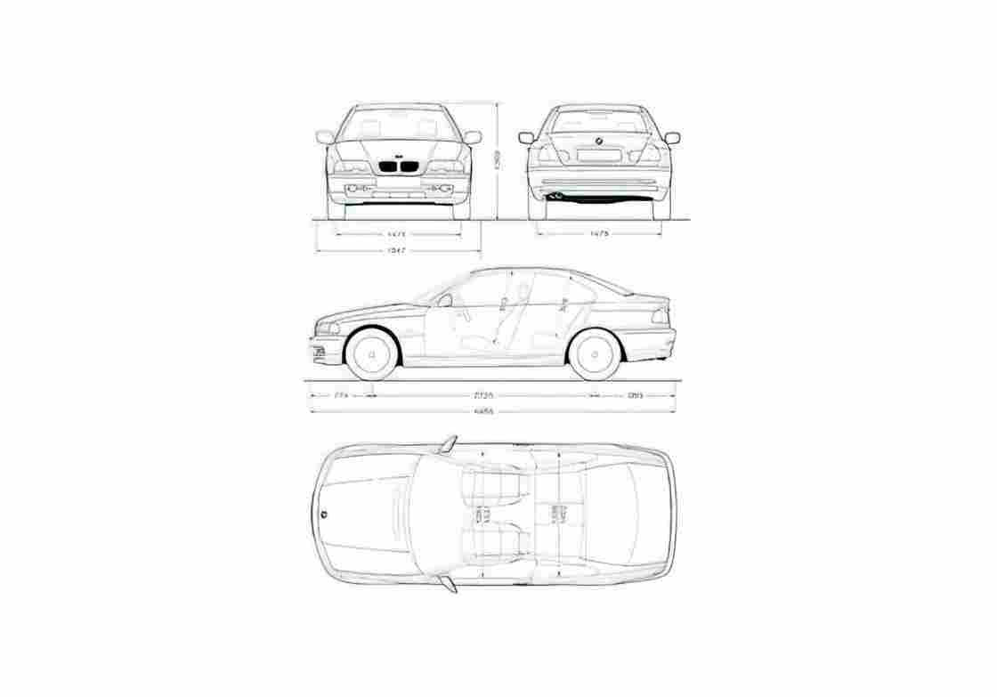 Blueprint BMW 3 Series E46 Coupe 1999 A4 Photo Print