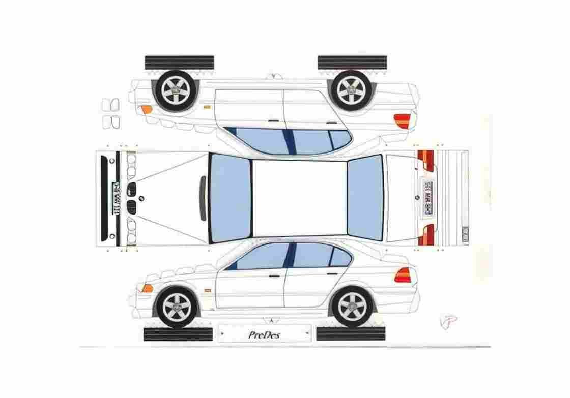 Blueprint BMW 3 Series E46 Sedan 1997 A4 Photo Print