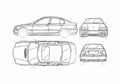 Blueprint BMW 3 Series E46 Sedan 1998 A4 Photo Print