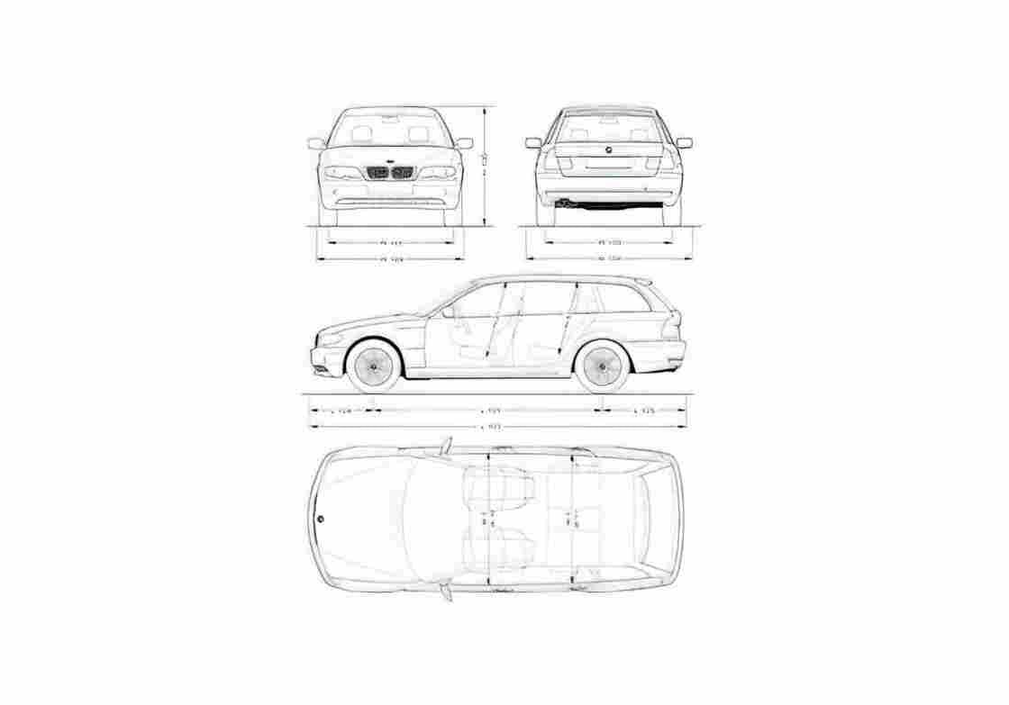 Blueprint BMW 3 Series E46 Touring Wagon 1999 A4 Photo Print