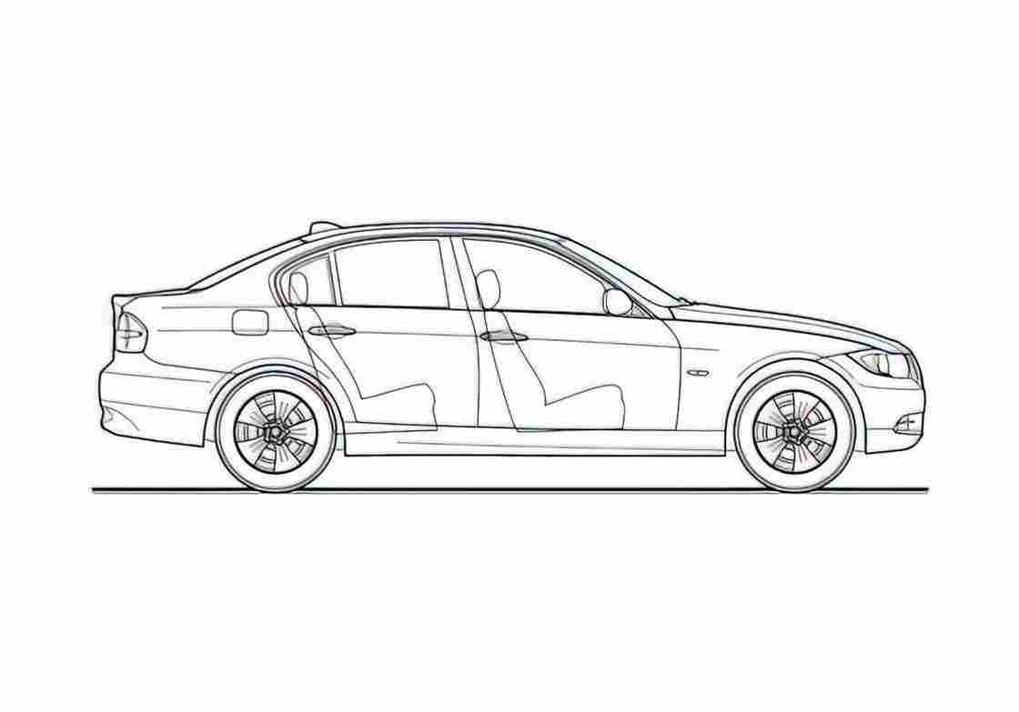 Blueprint BMW 3 Series E90 320i Sedan 2007 A4 Photo Print