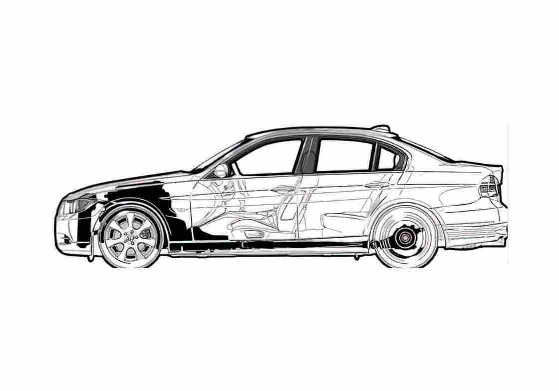 Blueprint BMW 3 Series E90 330i Sedan 2006 A4 Photo Print