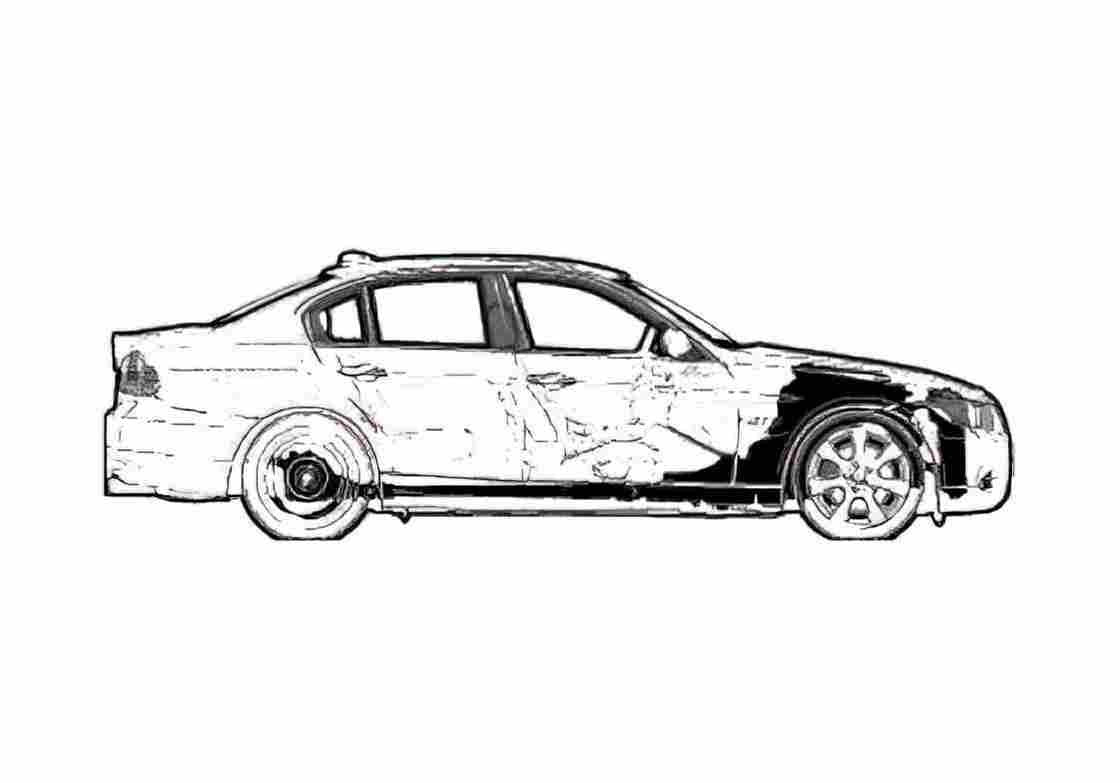 Blueprint BMW 3 Series E90 335i Sedan 2007 A4 Photo Print