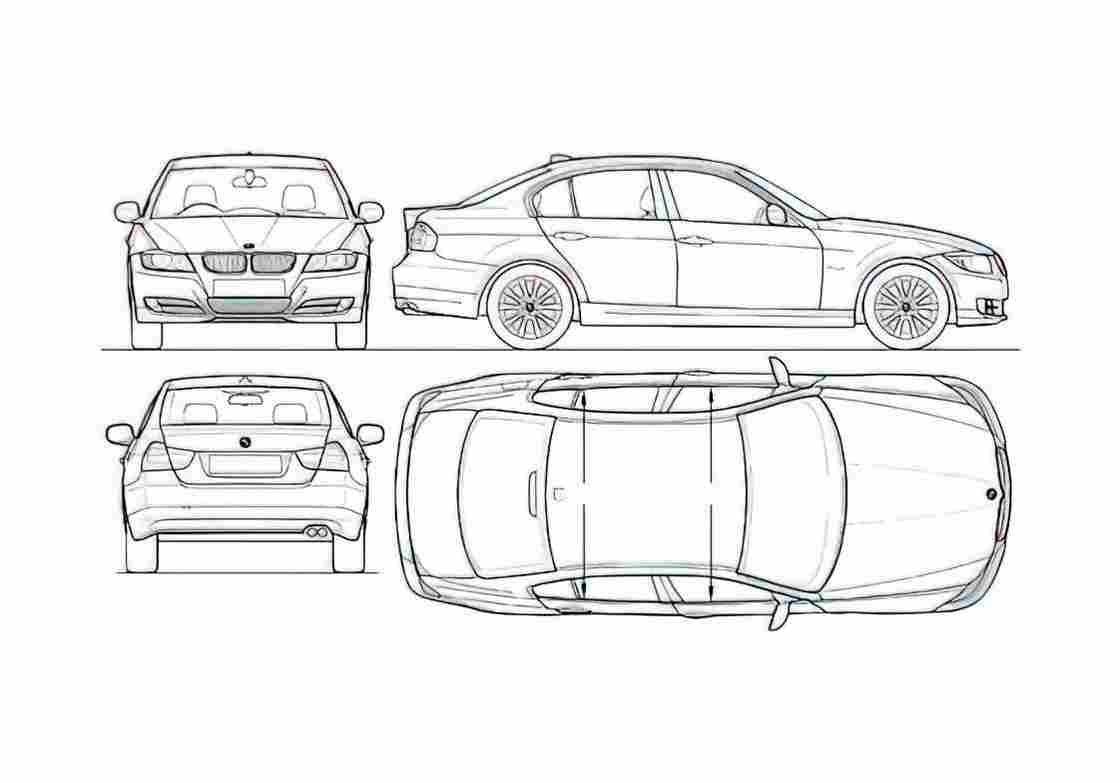 Blueprint BMW 3 Series E90 Limousine 2005 A4 Photo Print