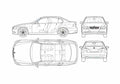 Blueprint BMW 3 Series E90 Sedan 2006 A4 Photo Print