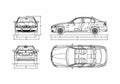 Blueprint BMW 3 Series E90 Sedan 2008 A4 Photo Print