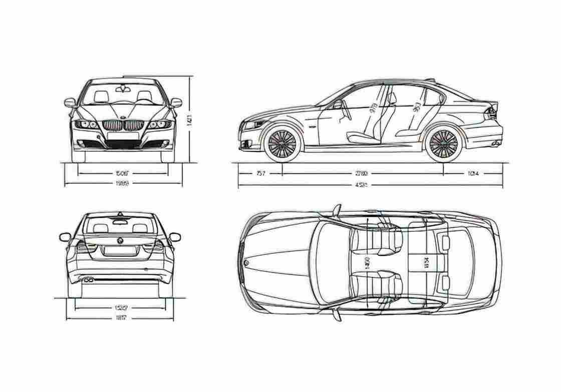 Blueprint BMW 3 Series E90 Sedan 2008 A4 Photo Print