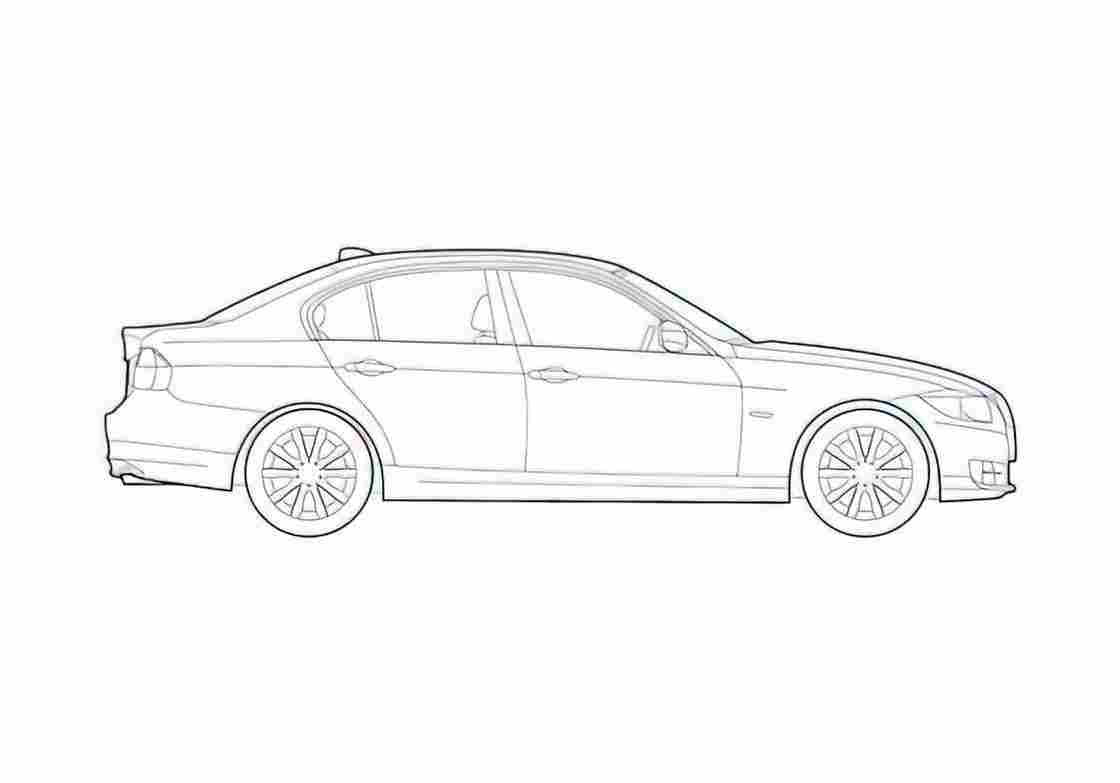 Blueprint BMW 3 Series E90 Sedan 2009 A4 Photo Print
