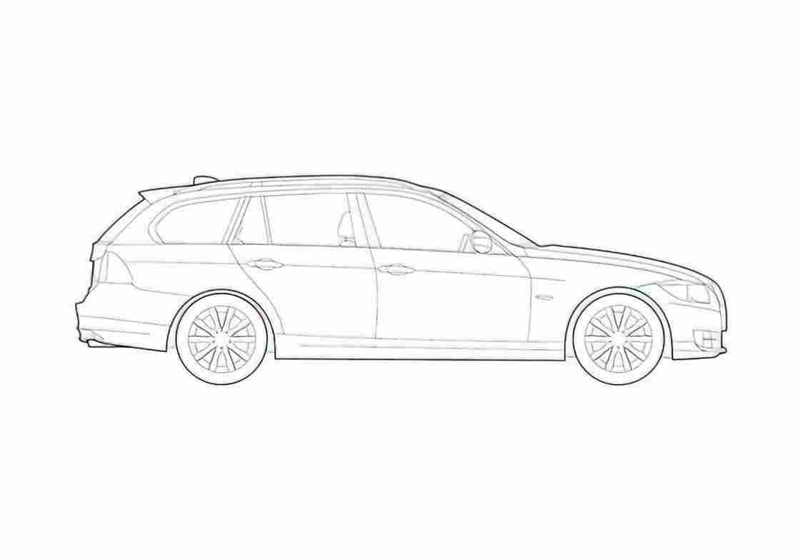 Blueprint BMW 3 Series E91 Touring Wagon 2010 A4 Photo Print