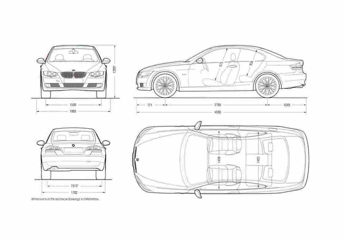 Blueprint BMW 3 Series E92 Coupe 2007 A4 Photo Print