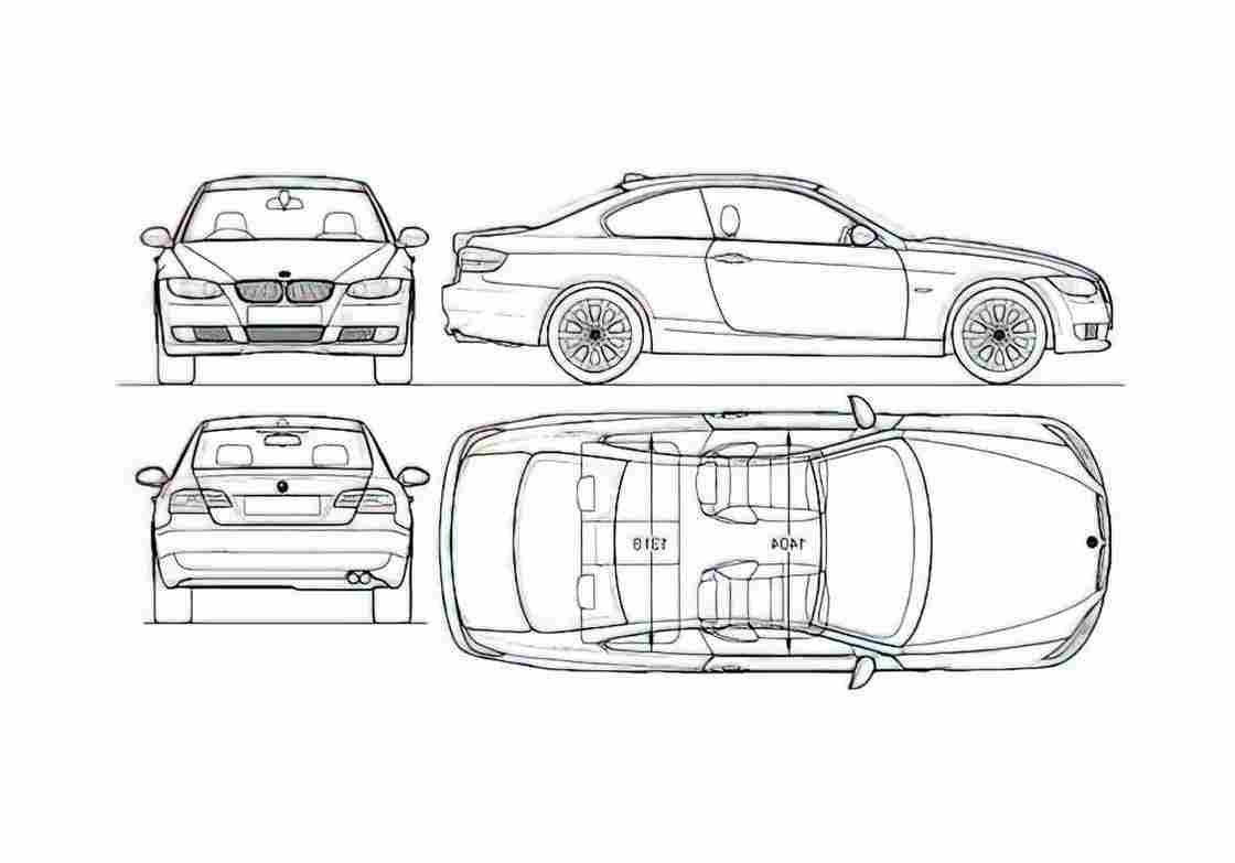 Blueprint BMW 3 Series E92 Coupe 2009 A4 Photo Print